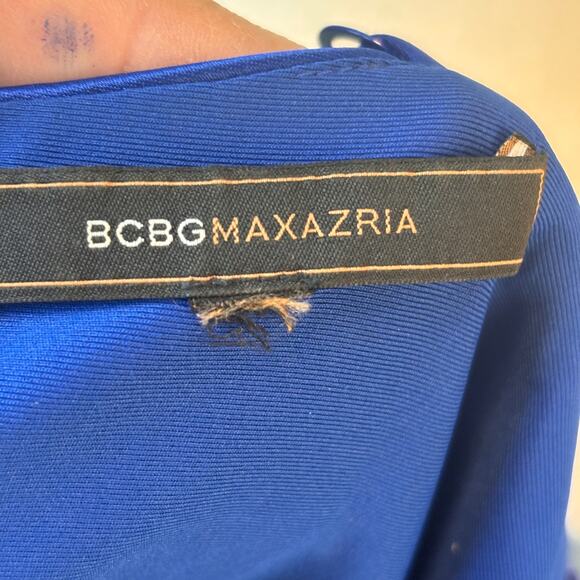 BCBG Maxazria Short Formal Party Dress Size 0 Blue Sapphire Ruffle Chiffon - Picture 7 of 8